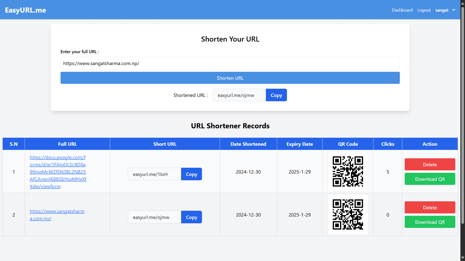 EasyURL screenshot